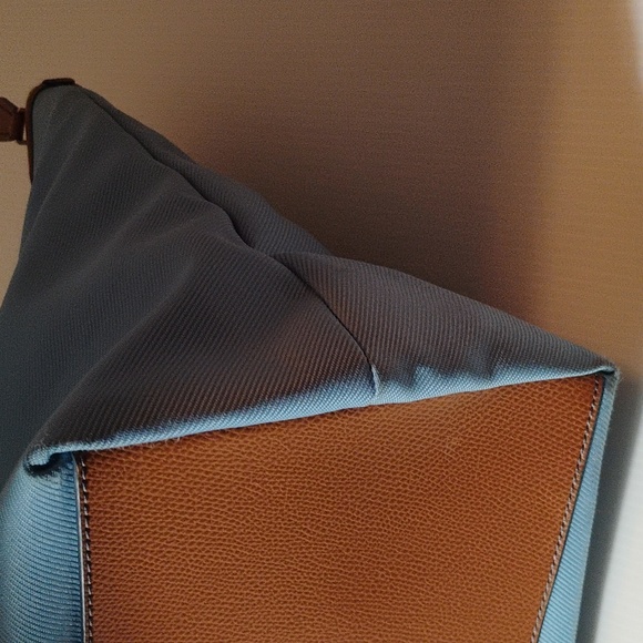 Coach Light Blue Tote with Brown Leather Trim - Picture 7 of 10